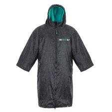 Two Bare Feet Weatherproof Classic Print 3 / 4 Sleeve Changing Robe - Black / Teal