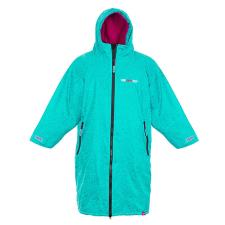 Two Bare Feet Weatherproof Classic Print Changing Robe - Teal / Raspberry