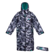 Two Bare Feet Weatherproof Changing Robe & Changing Mat - Grey Camo / Teal