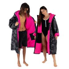 dryrobe Advance Long Sleeve Changing Robe - Black Camo / Pink